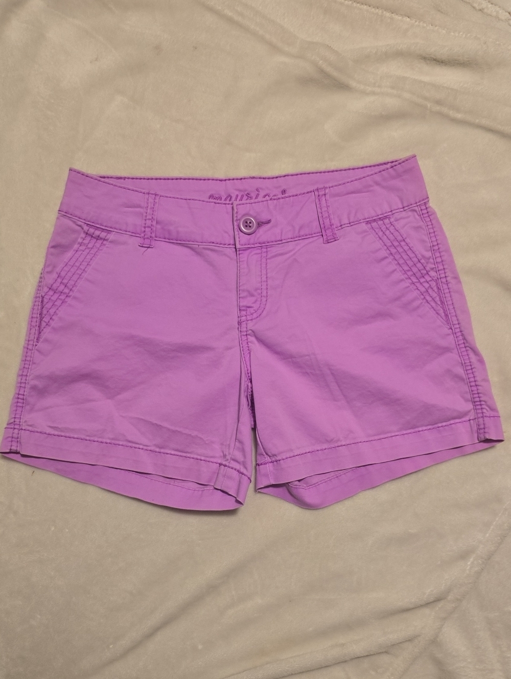 Maurices 3 / 4 Pink Denim Cuffed Shirt